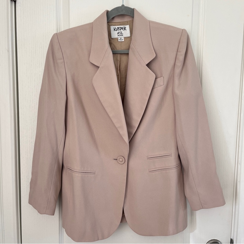 80s Kasper ASL Women's Blazer - Light Beige